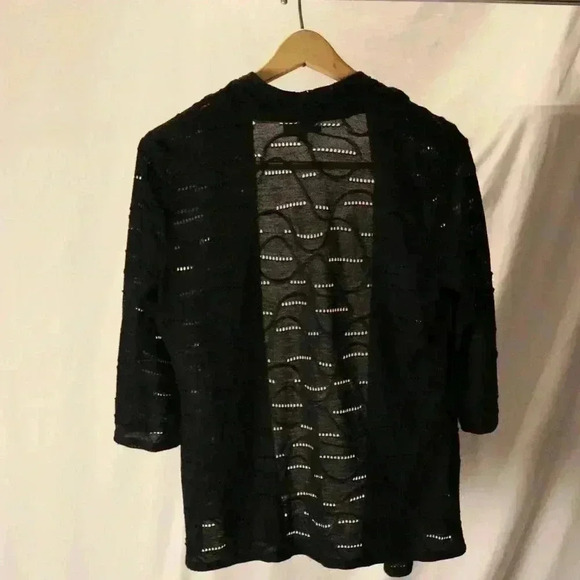 JM Collection Petite cardigan with hole detailed pattern women black - Picture 7 of 12